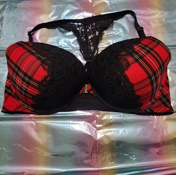 Lane Bryant Other - *DONATED*5/$25 46DD [Lane Bryant x Cacique] Boost Plunge Plaid & Lace Bra -Front